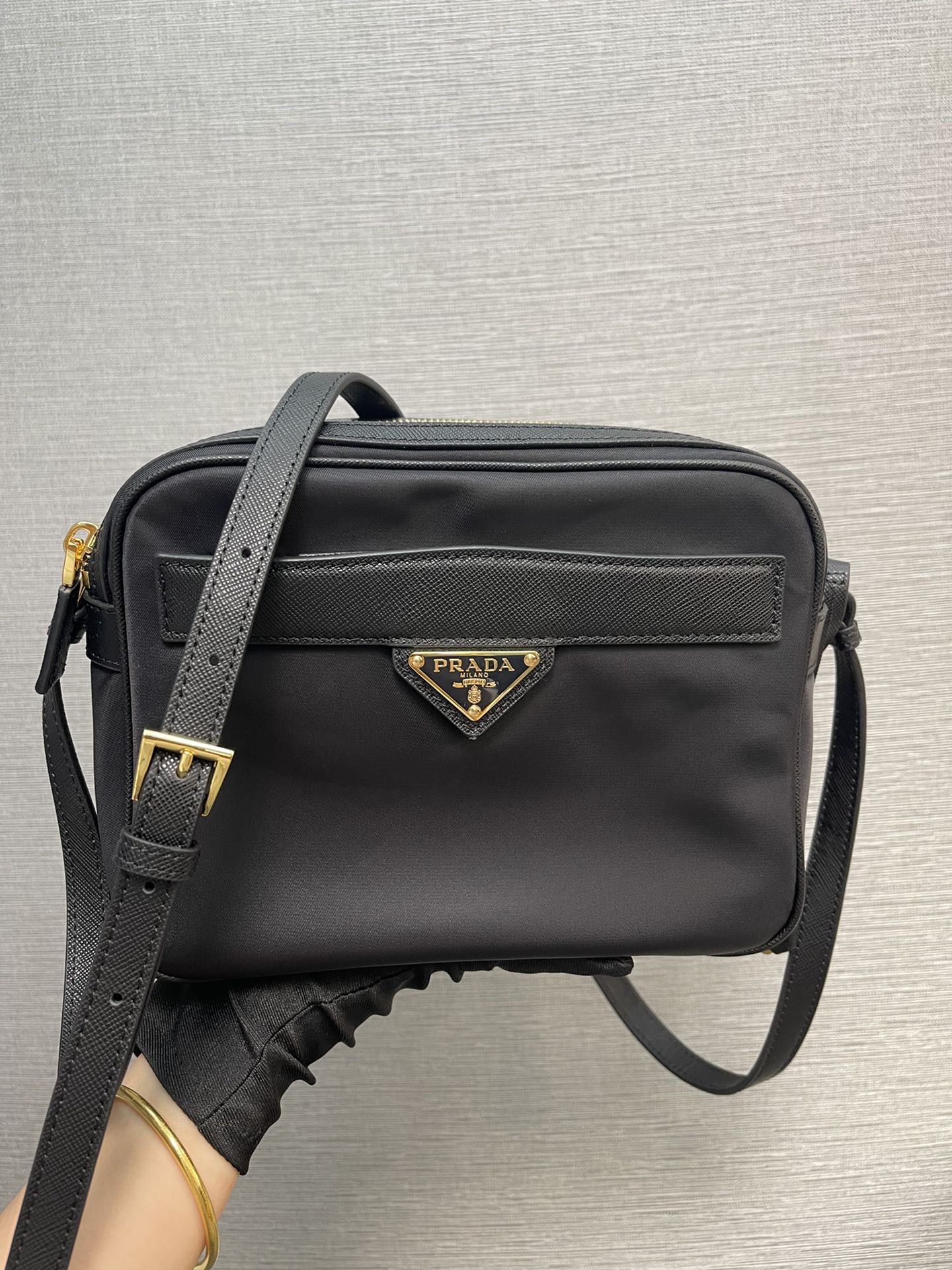 Prada Re Edition 1978 Re Nylon And Saffiano Leather Mini Shoulder Bag Black 1BH218